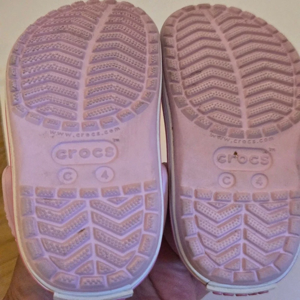 Crocs Kids Crocband Clog Pink White Stripe Slip On Shoes C4